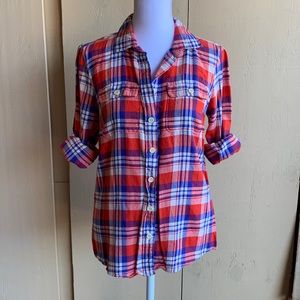 J Crew Sz 2 Plaid Flannel Button-up Shirt